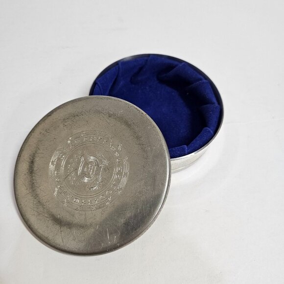 Vintage Rare Salisbury United States Congress Pewter Jewelry Trinket Box Blue - Picture 1 of 10